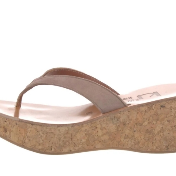 ♥️ K Jacques St. Tropez Diorite Gold Scale Thong Platforms Wedges - Picture 2 of 11